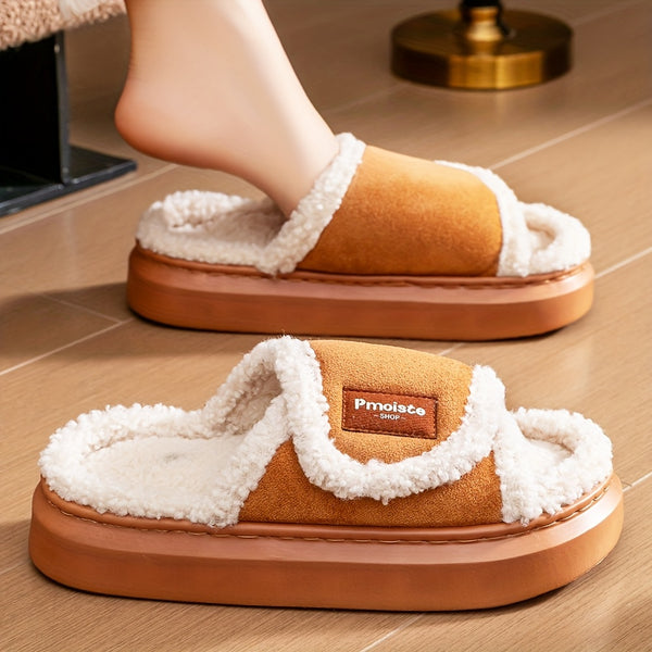 PMOISTE Women's Plush House Slippers with Arch & Closure - All-Season Indoor