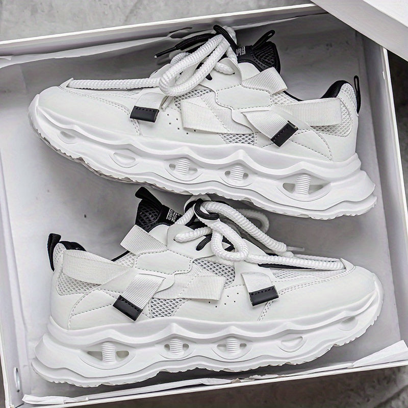 Men's & Women's Low-Top Sneakers - Cushioned Rubber Sole, Lace-Up Closure, Breathable Sneakers for Gym