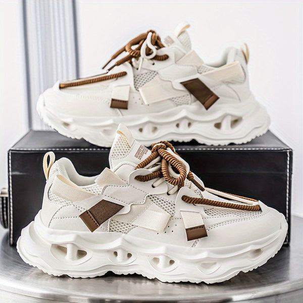 Men's & Women's Low-Top Sneakers - Cushioned Rubber Sole, Lace-Up Closure, Breathable Sneakers for Gym