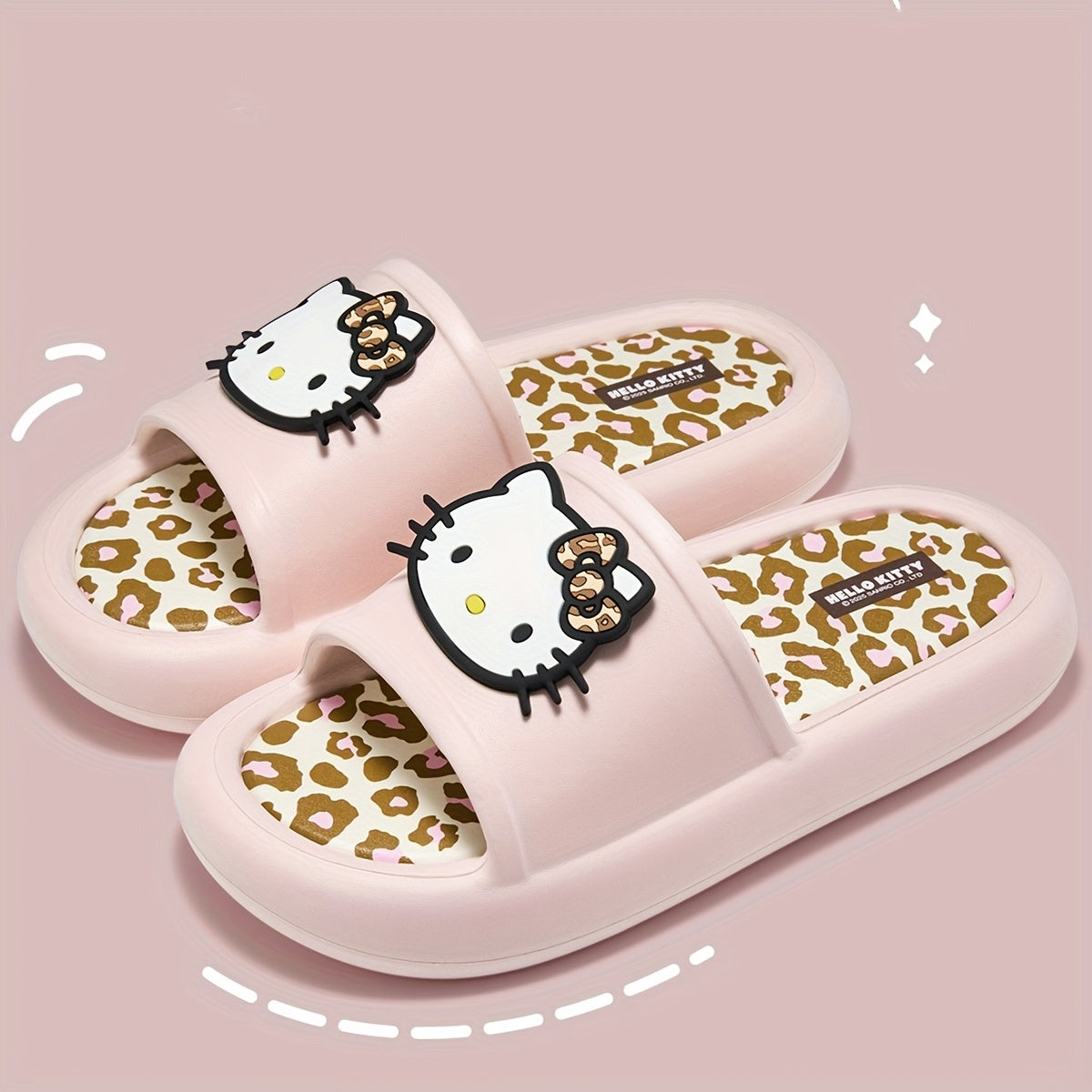 Hello Kitty Slippers Sanrio Hello Kitty Leopard Print Slippers | Cute Cartoon Design, EVA Material