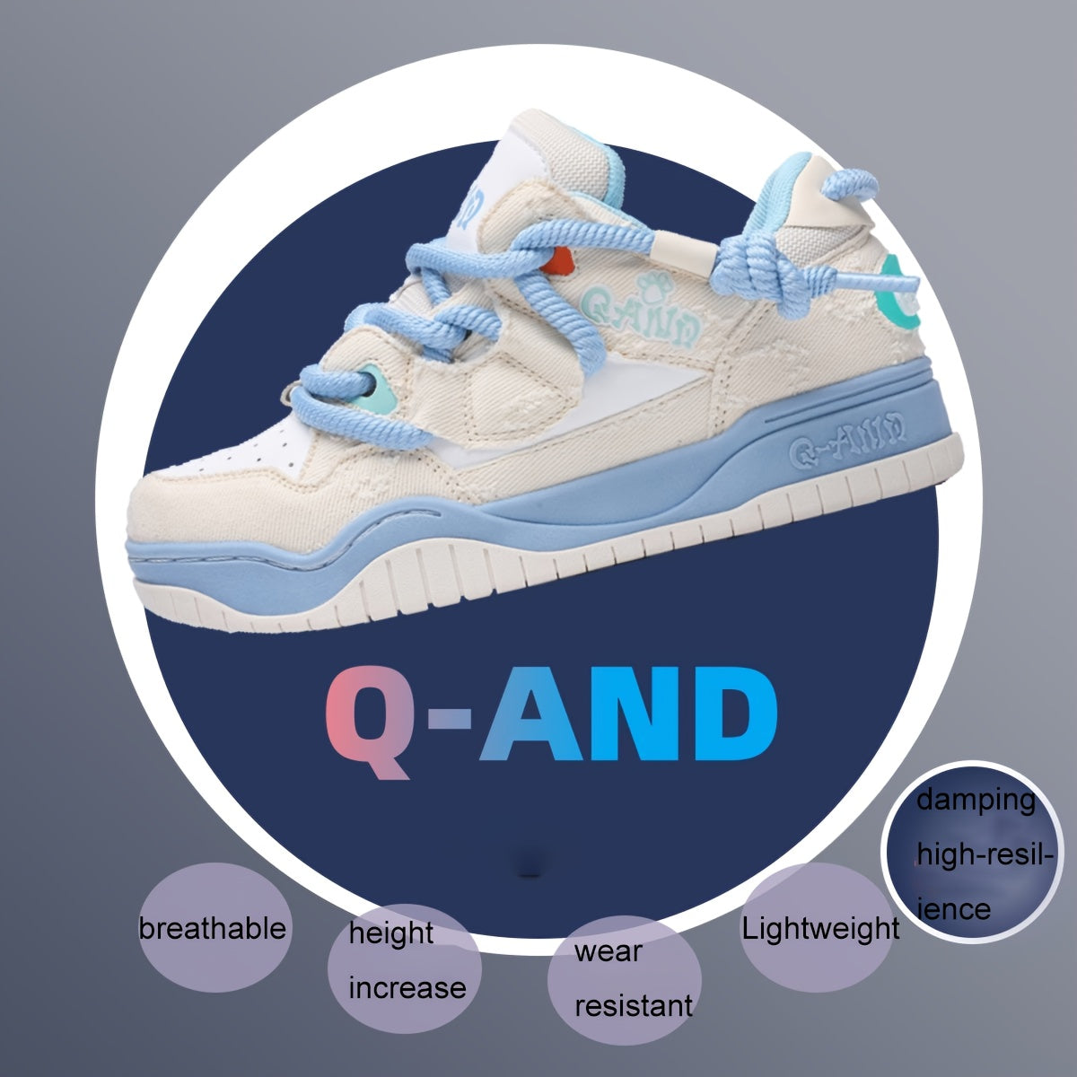 Versatile Style Q-AND Unisex Low-Top Skate Sneakers - Breathable Fabric Upper, TPR Non-Slip Sole