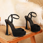 Black Thick-soled Heels Comfortable and Fashionable Black Thick-soled Wedge Heels