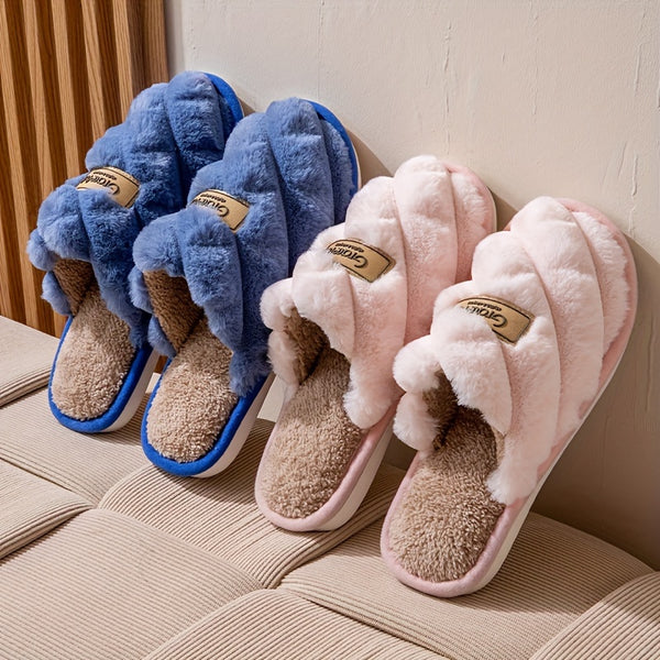 Plaid Winter Slippers Plaid Winter Slippers | Cozy, Non-Slip PVC Sole & Plush Trim - Grey