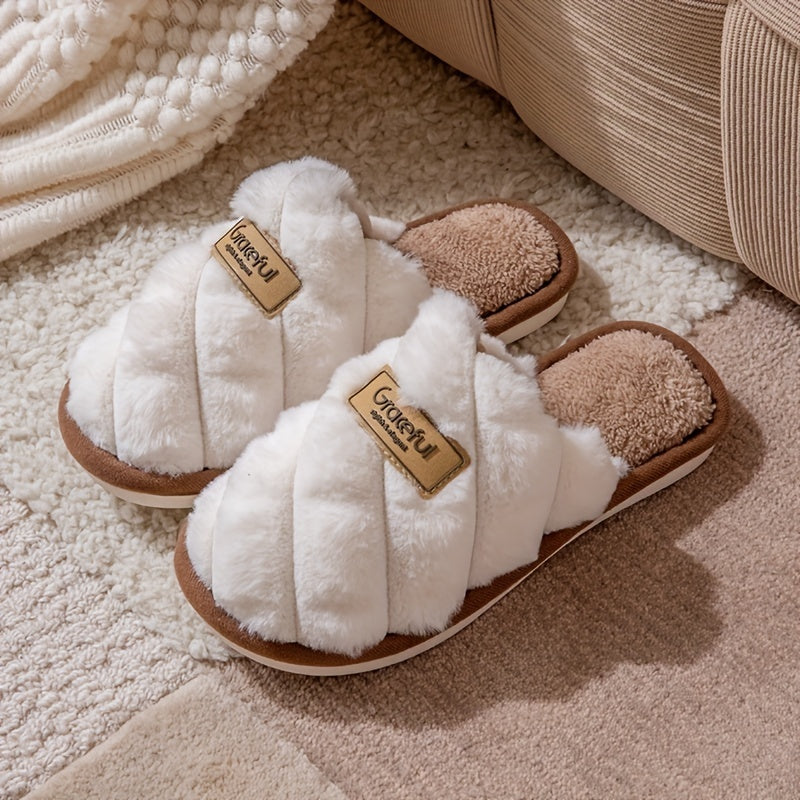 Plaid Winter Slippers Plaid Winter Slippers | Cozy, Non-Slip PVC Sole & Plush Trim - Grey