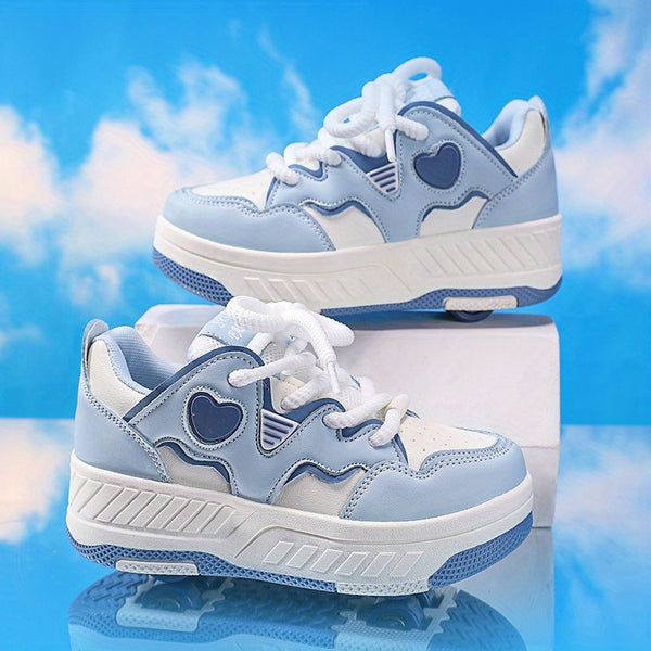 Fashionable And Versatile Breathable Lace-Up Skate Shoes for, Featuring a Sweet Heart Design