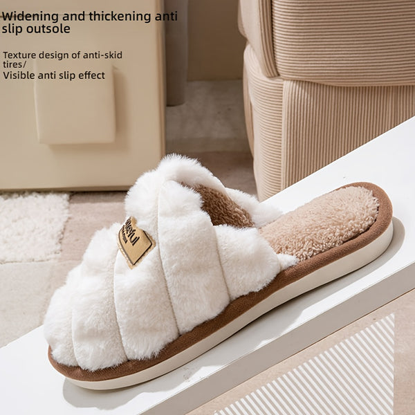 Plaid Winter Slippers Plaid Winter Slippers | Cozy, Non-Slip PVC Sole & Plush Trim - Grey