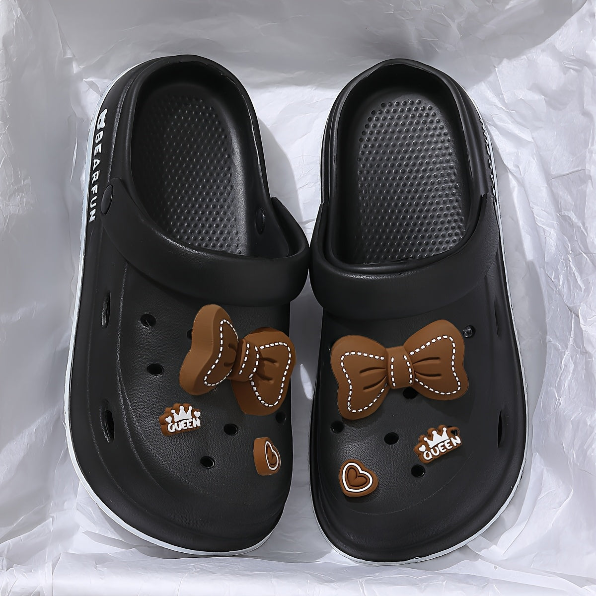 White EVA Slippers Lightweight Women's White EVA Slippers | Bow-Embellished, Thick Cushioned Sole