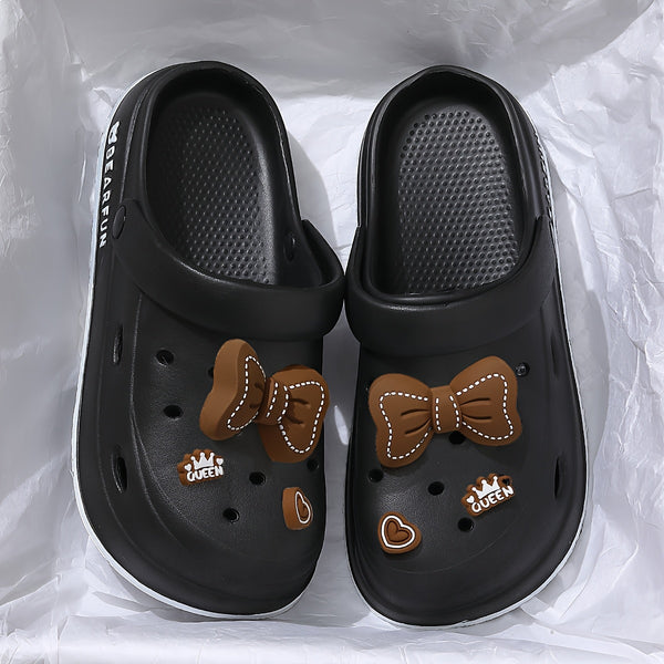 White EVA Slippers Lightweight Women's White EVA Slippers | Bow-Embellished, Thick Cushioned Sole