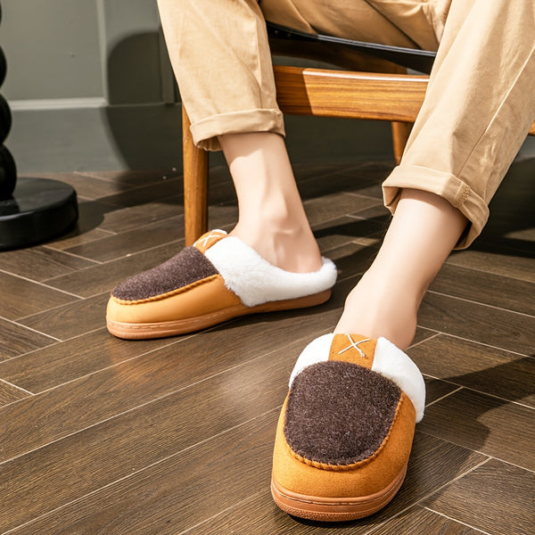 CYFMYD Men'S Slip-On House Shoes - Winter Warmth Slippers with Non-Slip TPR Sole