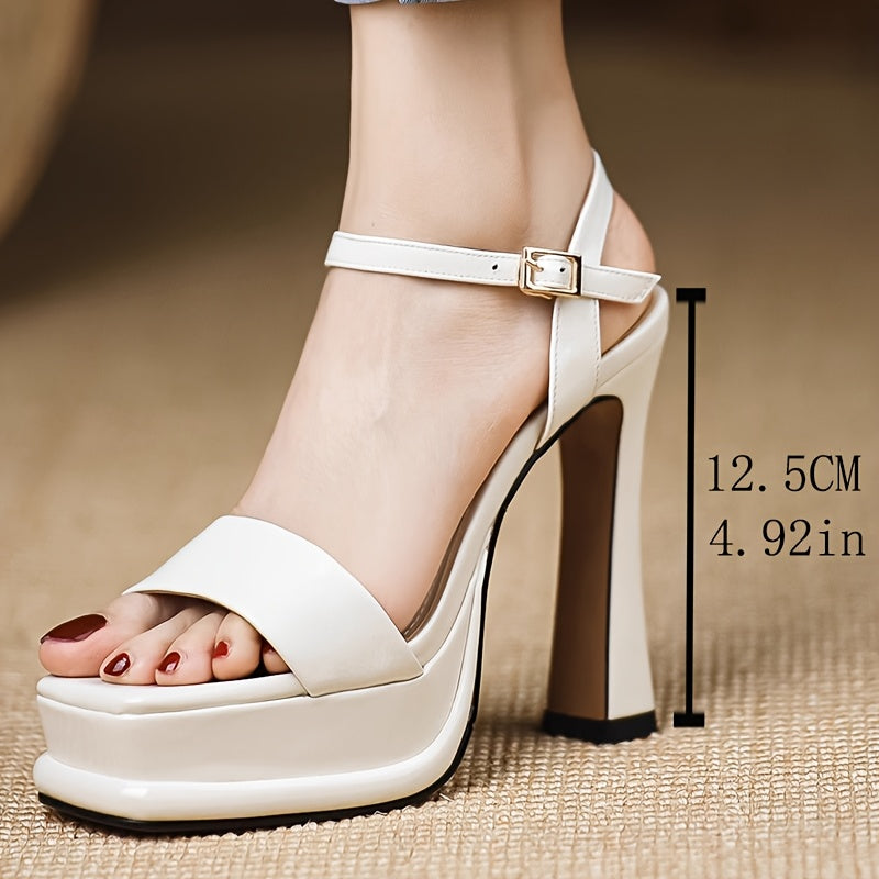 Elegant Women'S High Heel Sandals - Olive Green, Open Toe with Ankle Strap, Glossy Finish, TPU Sole