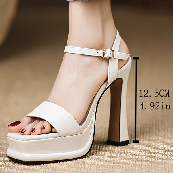 Elegant Women'S High Heel Sandals - Olive Green, Open Toe with Ankle Strap, Glossy Finish, TPU Sole