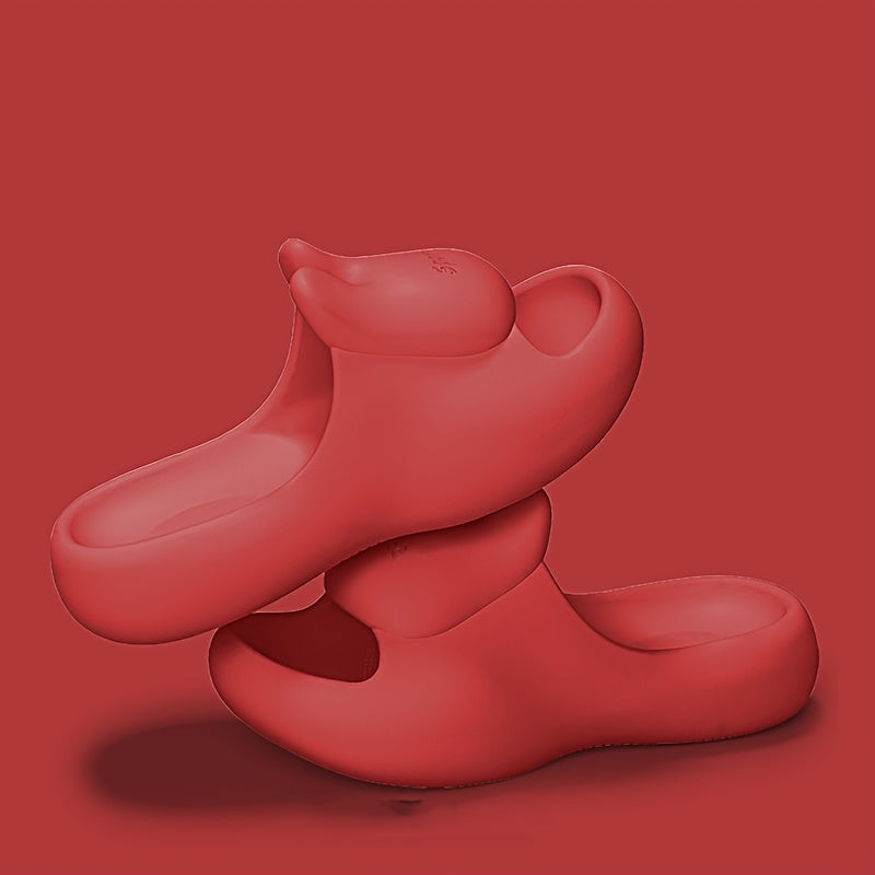 Women's Cute Bunny Slip-On Slippers - Red EVA All-Season Indoor