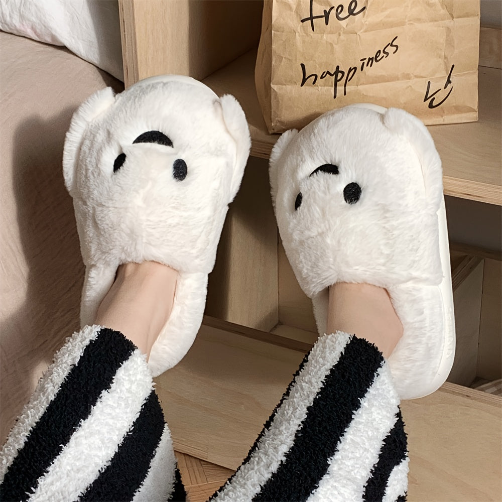 XIXITIAO Women'S Cute Plush Slippers - Soft Warm Winter Indoor House Shoes with Heart Eyes & Smiling Face