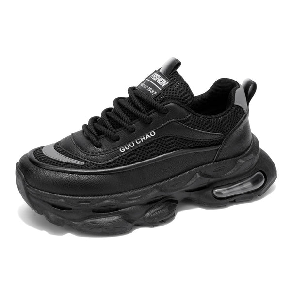 Men's Sneakers - White\u002FGreen Accents, Breathable Running Shoes with Thick Cushioned Sole