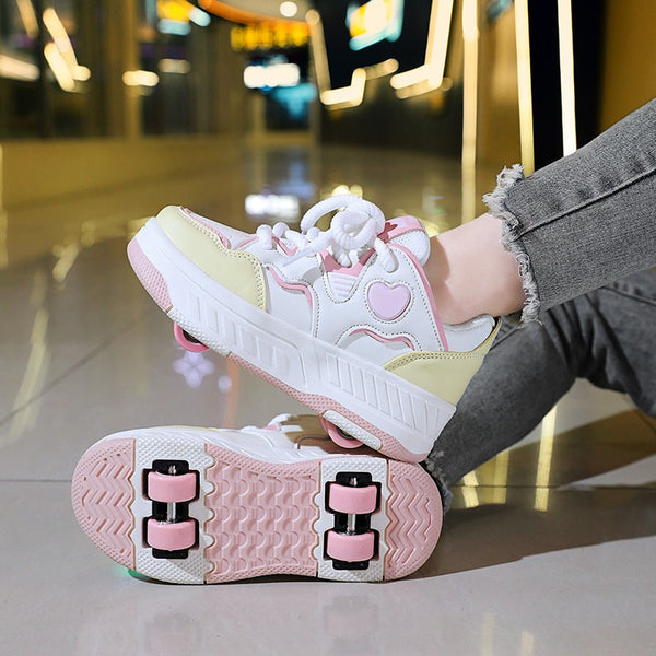 Fashionable And Versatile Breathable Lace-Up Skate Shoes for, Featuring a Sweet Heart Design