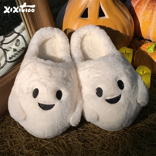 XIXITIAO Women'S Cute Plush Slippers - Soft Warm Winter Indoor House Shoes with Heart Eyes & Smiling Face