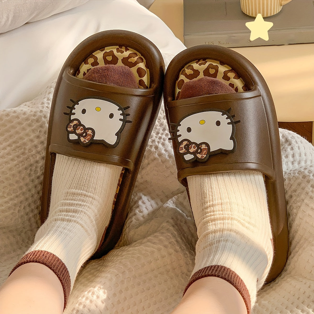 Hello Kitty Slippers Sanrio Hello Kitty Leopard Print Slippers | Cute Cartoon Design, EVA Material
