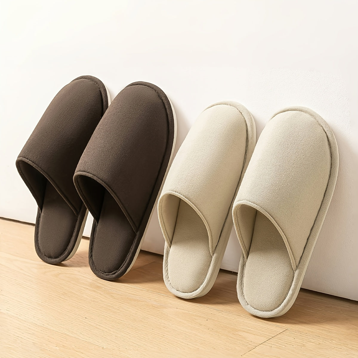 LEADNIE Unisex Winter Slippers - Soft Fabric Indoor\u002FOutdoor House Shoes with TPR Sole