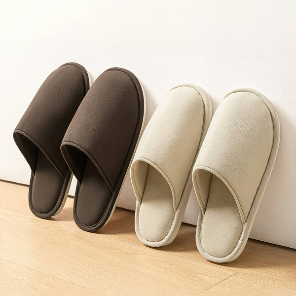 LEADNIE Unisex Winter Slippers - Soft Fabric Indoor\u002FOutdoor House Shoes with TPR Sole