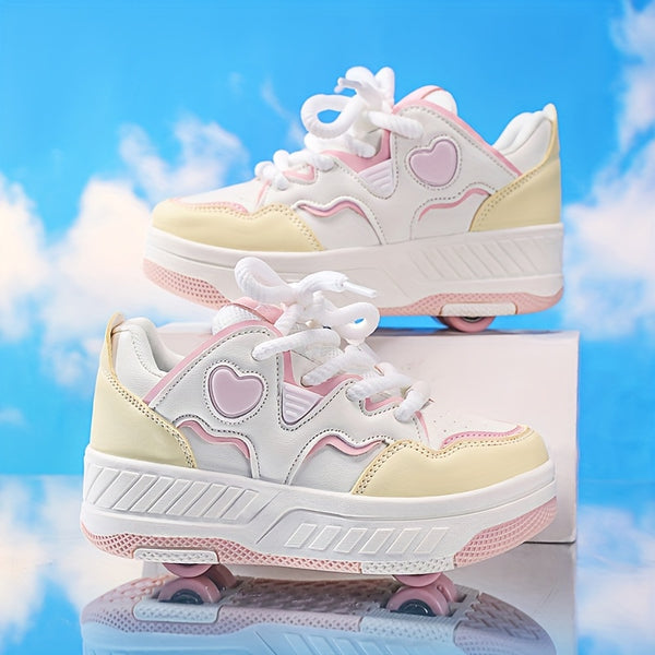 Fashionable And Versatile Breathable Lace-Up Skate Shoes for, Featuring a Sweet Heart Design