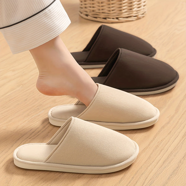 LEADNIE Unisex Winter Slippers - Soft Fabric Indoor\u002FOutdoor House Shoes with TPR Sole