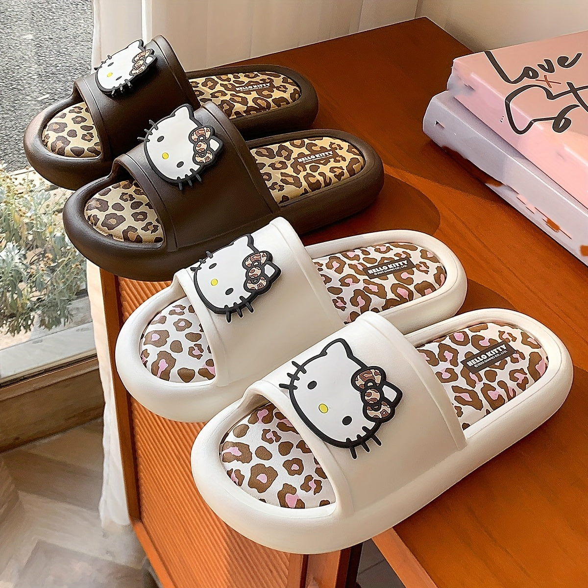 Hello Kitty Slippers Sanrio Hello Kitty Leopard Print Slippers | Cute Cartoon Design, EVA Material
