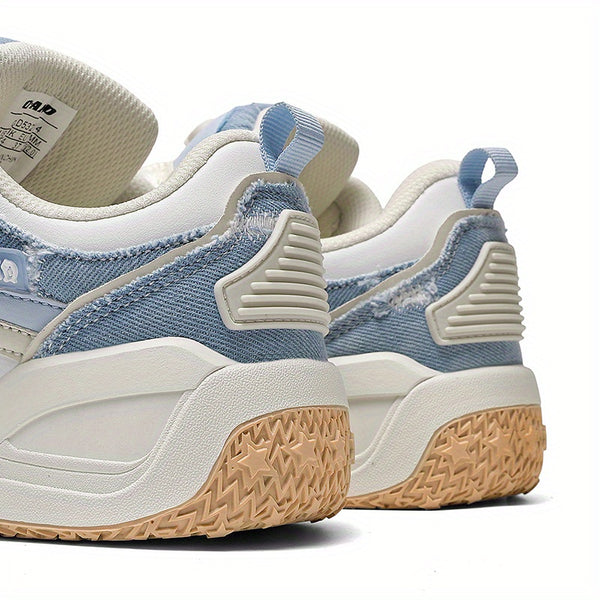 Men'S & Women'S Low-Top Skate Sneakers - Light Blue & White Breathable Fabric\u002FSynthetic Upper