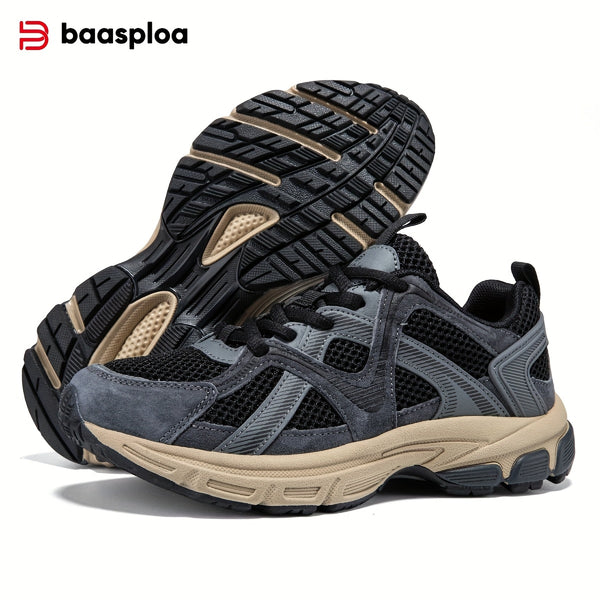 BAASPLOA Women's White\u002FGrey\u002FGreen Lightweight Breathable Running Shoes